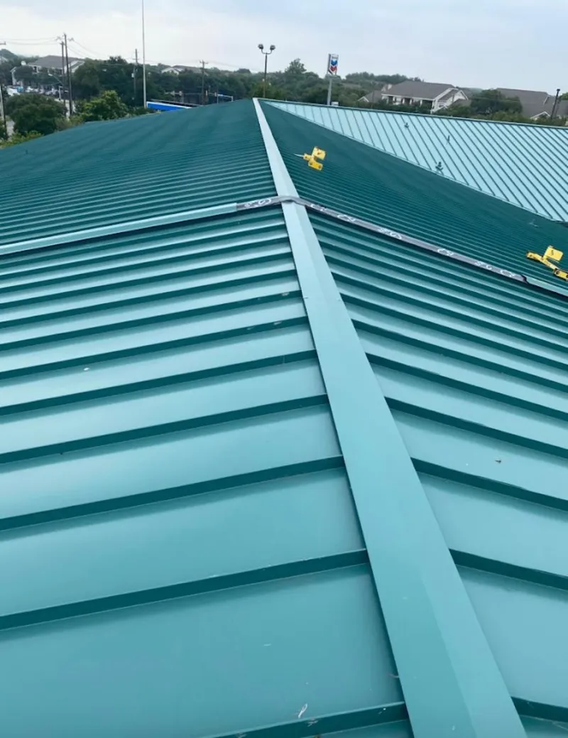 Green commercial metal roof ridge and valley for Metal Roof Repair in Hazleton